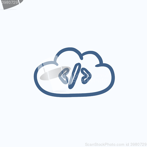 Image of Transferring files cloud apps sketch icon.