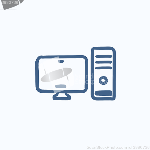 Image of CPU and monitor sketch icon.