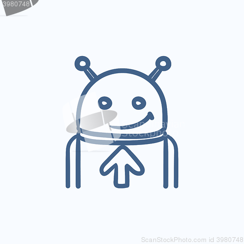 Image of Robot with arrow up sketch icon.
