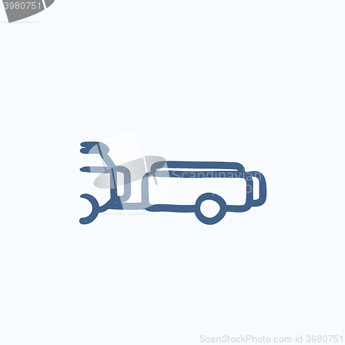 Image of Car with trailer sketch icon.