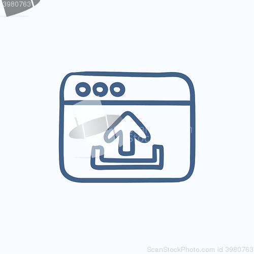 Image of Browser window with upload sign sketch icon.