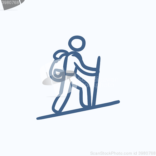 Image of Tourist backpacker sketch icon.