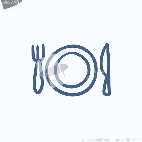 Image of Plate with cutlery sketch icon.