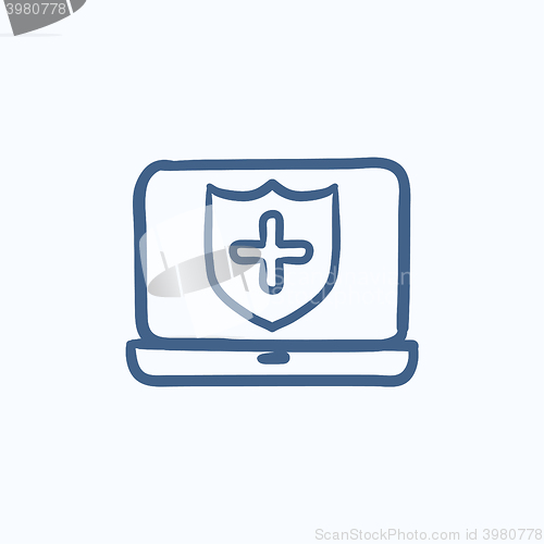 Image of Computer security sketch icon.