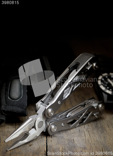 Image of stainless steel multitool isolated