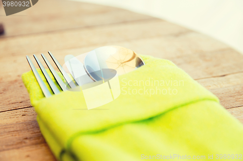 Image of close up of cutlery set on table