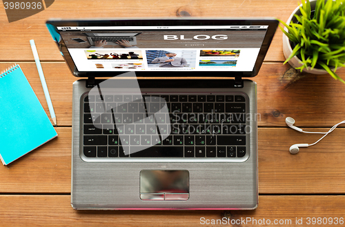 Image of laptop computer with blog web page on screen