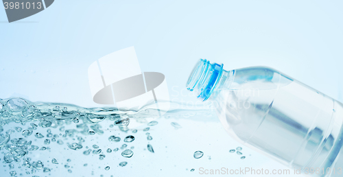 Image of close up of plastic bottle with drinking water