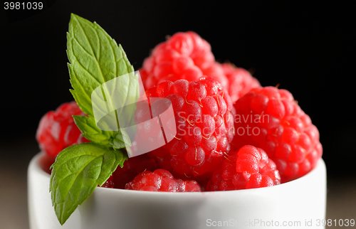 Image of Ripe sweet raspberries