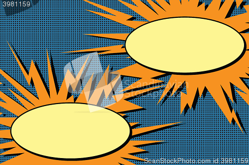 Image of comic book dialogue bubbles explosion pop art