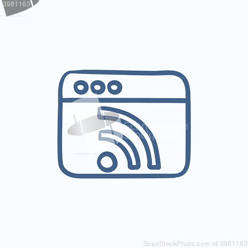 Image of Browser window with wi fi sign sketch icon.