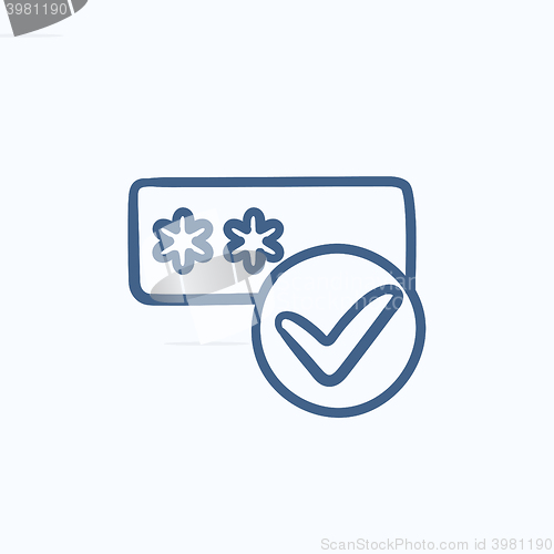 Image of Password with check mark sketch icon.