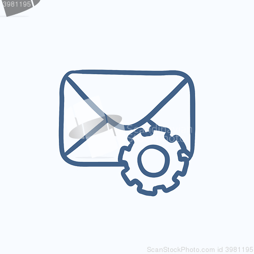 Image of Envelope mail with gear sketch icon.