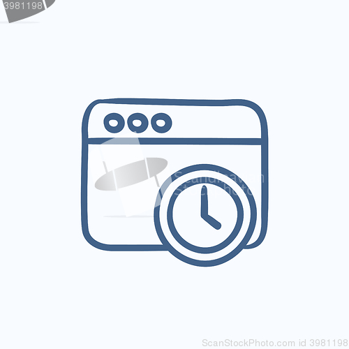 Image of Browser window with clock sign sketch icon.