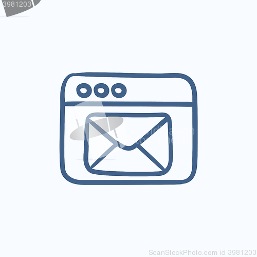 Image of Browser window with electronic mail sketch icon.