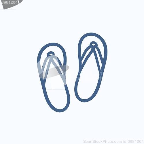 Image of Beach slipper sketch icon.