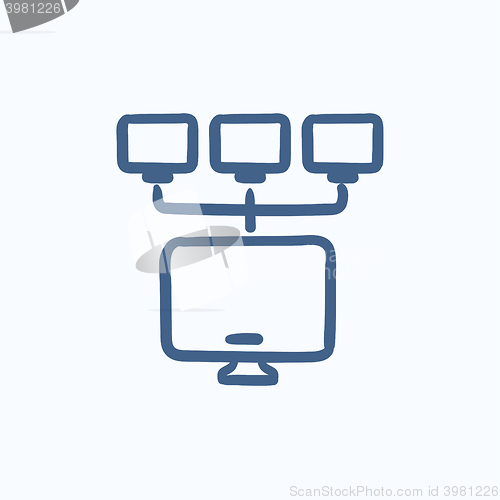 Image of Computer network sketch icon.