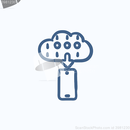 Image of Cloud computing sketch icon.