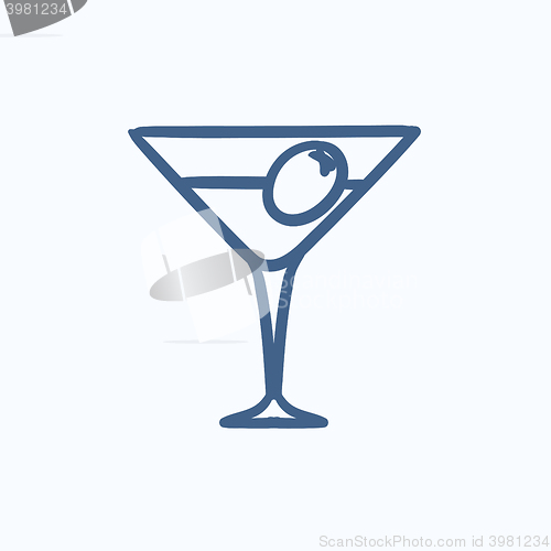 Image of Cocktail glass sketch icon.