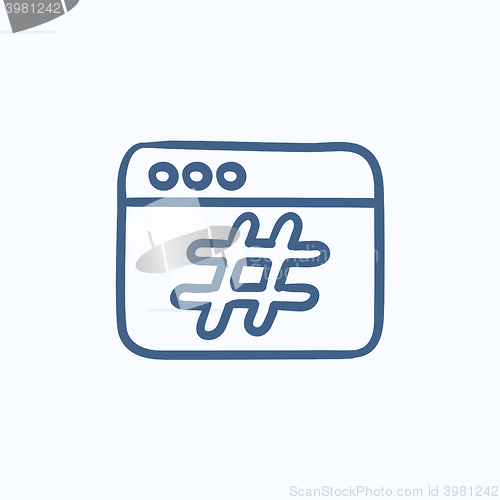 Image of Browser window with hashtag sketch icon.