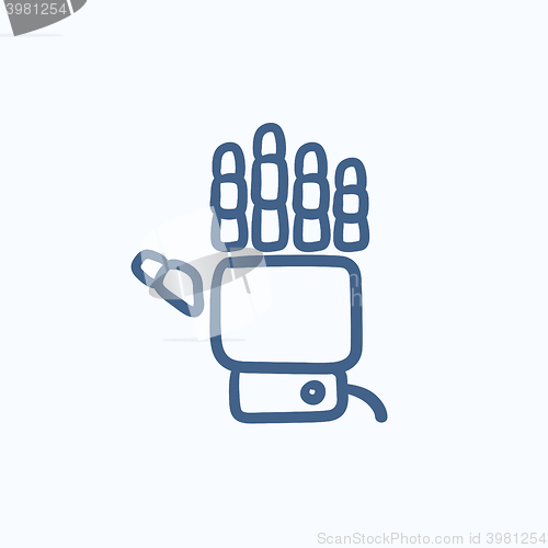 Image of Robot hand sketch icon.