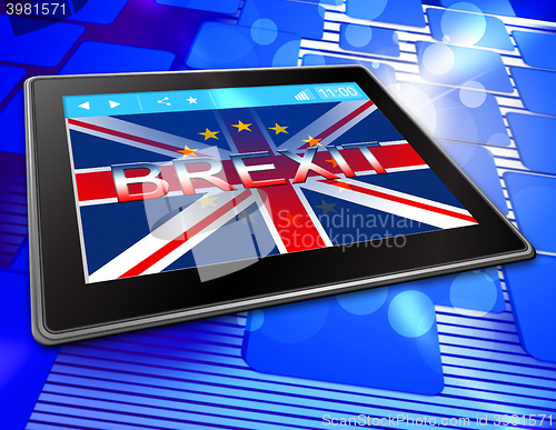 Image of Brexit Tablet Means Tablets Britain Flag And United