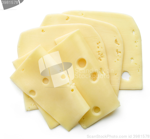 Image of cheese slices on white background