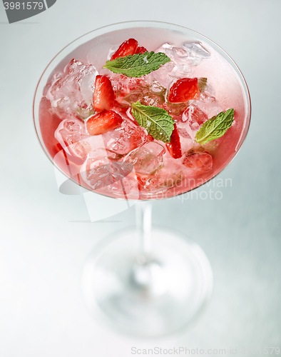 Image of glass of iced strawberry cocktail