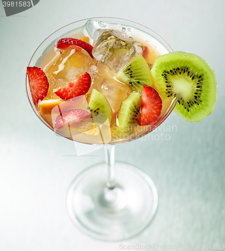 Image of fresh iced cocktail with fruits