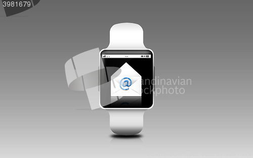 Image of illustration of smart watch with e-mail letter icon