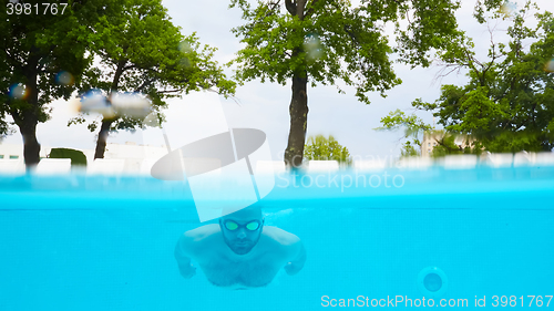 Image of Swimmer Under Water in Pool