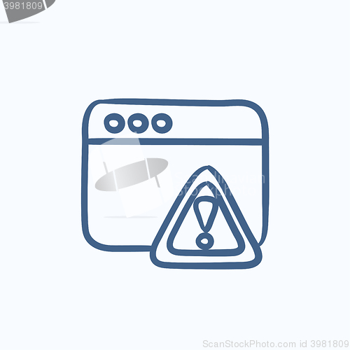 Image of Browser window with warning sign sketch icon.