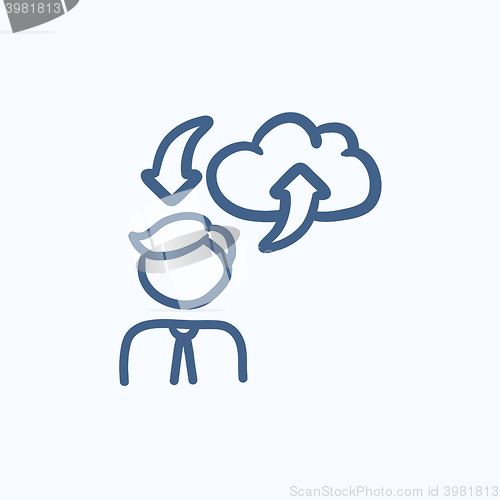 Image of Cloud computing sketch icon.