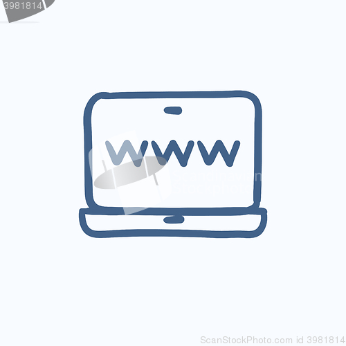 Image of Website on laptop screen sketch icon.