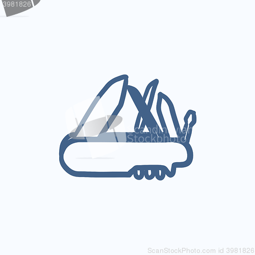 Image of Multipurpose knife sketch icon.