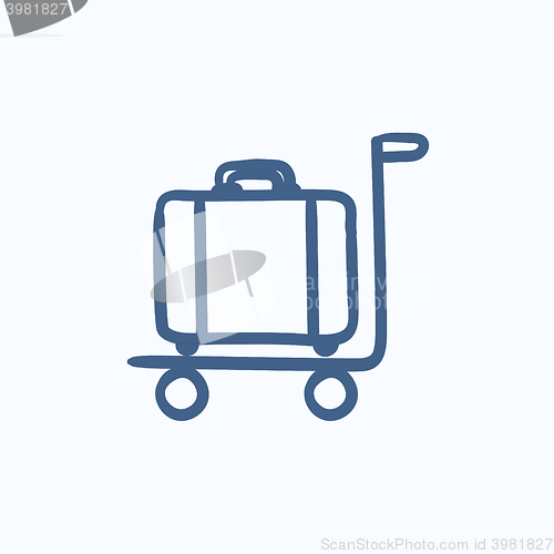 Image of Luggage on trolley sketch icon.