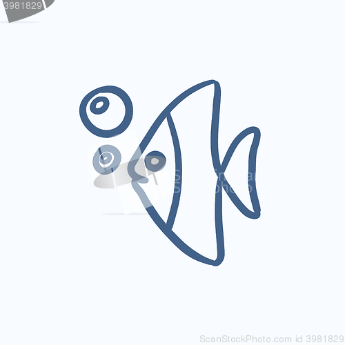 Image of Fish under water sketch icon.