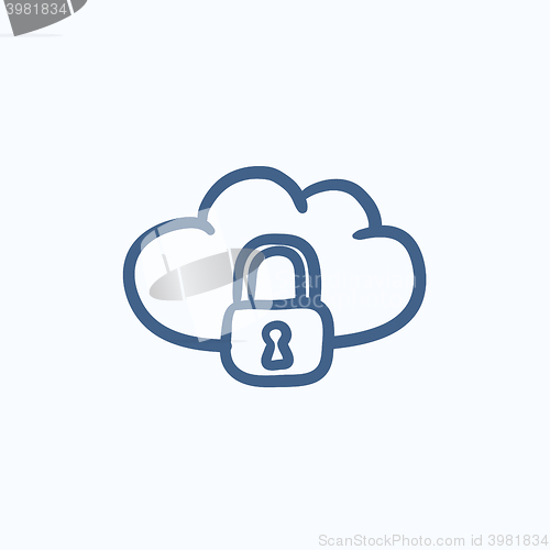 Image of Cloud computing security sketch icon.