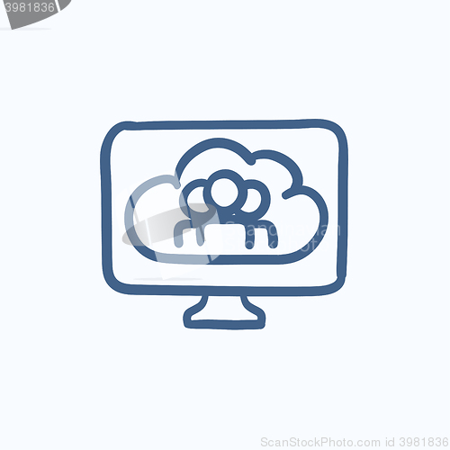 Image of Cloud computing sketch icon.