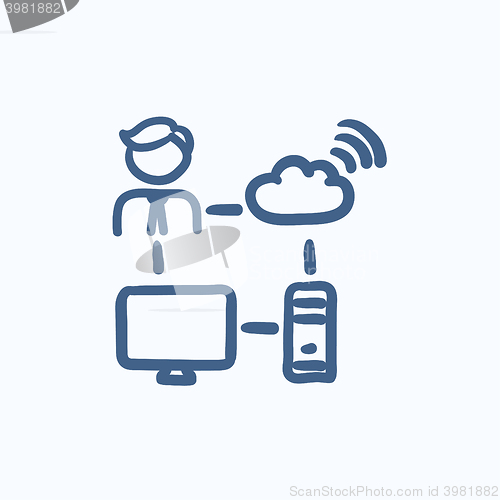 Image of Cloud computing sketch icon.