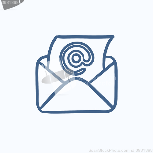 Image of Email envelope with paper sheet sketch icon.