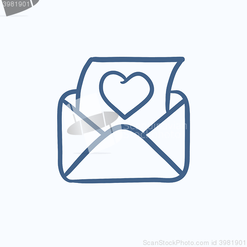 Image of Envelope mail with heart sketch icon.