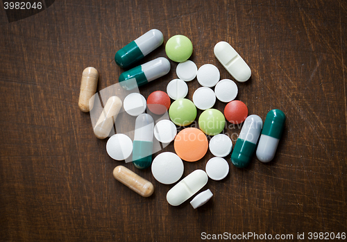 Image of close up of different drugs on table