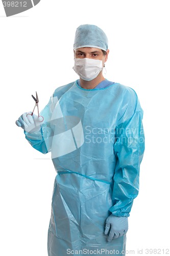 Image of Surgeon with surgical instrument