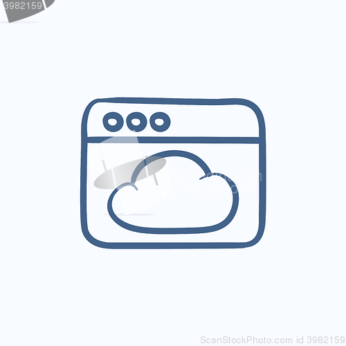 Image of Browser window with cloud  sketch icon.