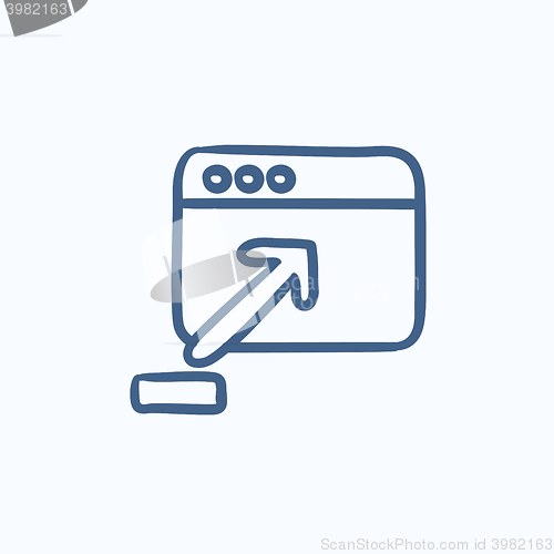 Image of Browser window with upload sign sketch icon.