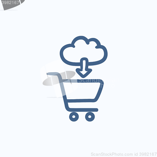 Image of Online shopping sketch icon.