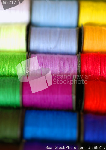 Image of Colourful spools of cotton
