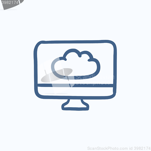 Image of Cloud computing sketch icon.