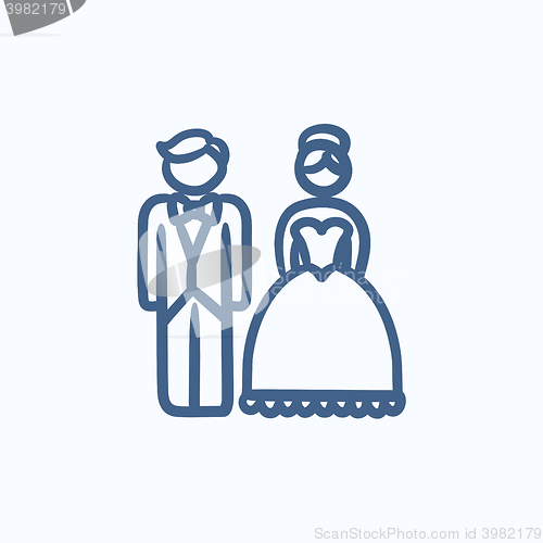 Image of Bride and groom sketch icon.